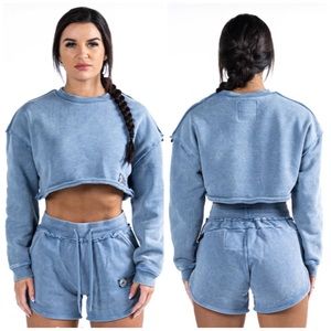 Alphalete Very Terry Crop Pullover Celestial Blue XS